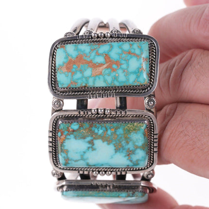 6.75" Large Vintage Navajo Sterling and turquoise bracelet - Estate Fresh Austin