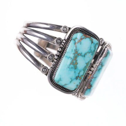 6.75" Large Vintage Navajo Sterling and turquoise bracelet - Estate Fresh Austin
