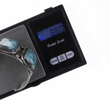 6.75" Large Vintage Navajo Sterling and turquoise bracelet - Estate Fresh Austin