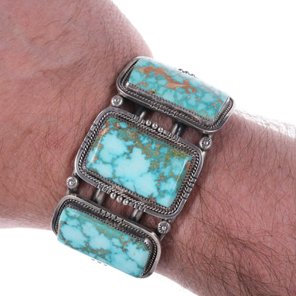 6.75" Large Vintage Navajo Sterling and turquoise bracelet - Estate Fresh Austin