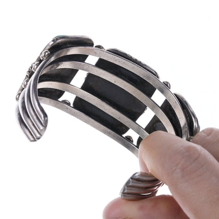 6.75" Large Vintage Navajo Sterling and turquoise bracelet - Estate Fresh Austin