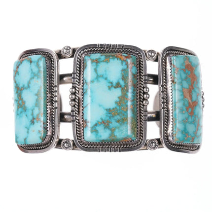 6.75" Large Vintage Navajo Sterling and turquoise bracelet - Estate Fresh Austin