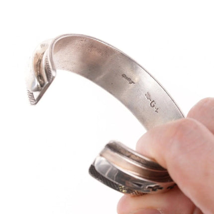 6.75" Leonard Gene Navajo Heavy Stamped Sterling silver bracelet - Estate Fresh Austin