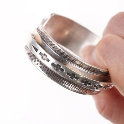 6.75" Leonard Gene Navajo Heavy Stamped Sterling silver bracelet - Estate Fresh Austin