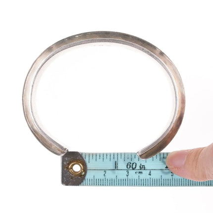 6.75" Leonard Gene Navajo Heavy Stamped Sterling silver bracelet - Estate Fresh Austin