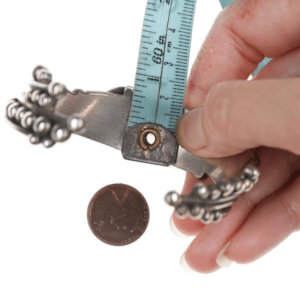 6.75" Lori Carved Turquoise Southwestern modernist sterling cuff bracelet - Estate Fresh Austin