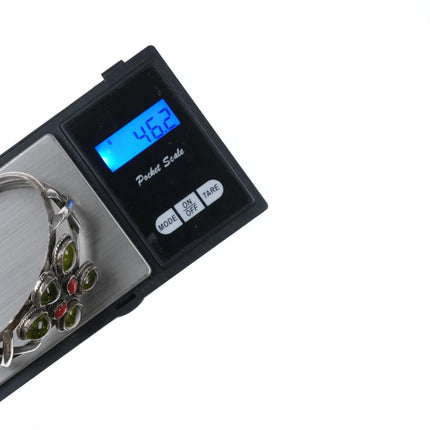 6.75" m Southwestern Sterling Green stone and coral cuff bracelet - Estate Fresh Austin