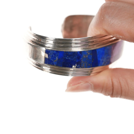 6.75" Melvin Francis Navajo Silver Sugilite/Lapis intarsia inlay cuff bracelet - Estate Fresh Austin