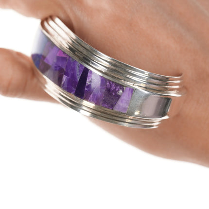6.75" Melvin Francis Navajo Silver Sugilite/Lapis intarsia inlay cuff bracelet - Estate Fresh Austin
