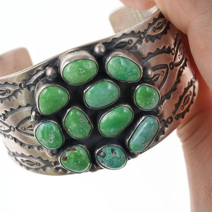 6.75" Navajo Danny Clark Carico lake turquoise sterling silver cuff bracelet - Estate Fresh Austin