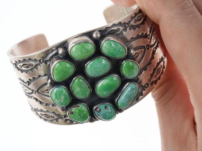 6.75" Navajo Danny Clark Carico lake turquoise sterling silver cuff bracelet - Estate Fresh Austin