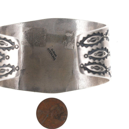 6.75" Navajo Danny Clark Carico lake turquoise sterling silver cuff bracelet - Estate Fresh Austin