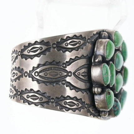6.75" Navajo Danny Clark Carico lake turquoise sterling silver cuff bracelet - Estate Fresh Austin