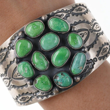 6.75" Navajo Danny Clark Carico lake turquoise sterling silver cuff bracelet - Estate Fresh Austin