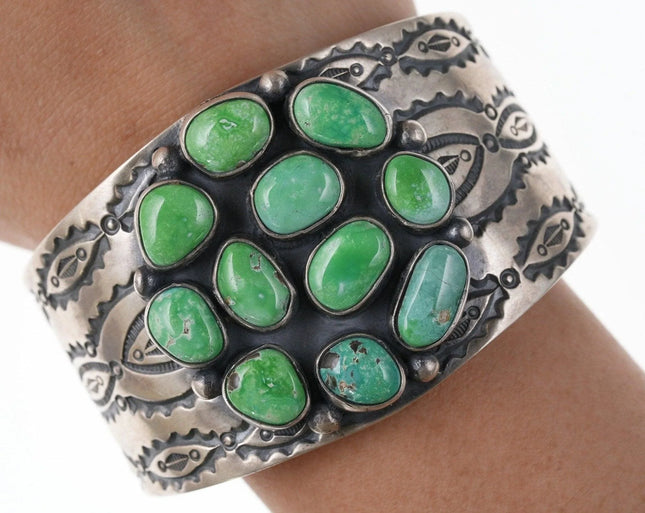 6.75" Navajo Danny Clark Carico lake turquoise sterling silver cuff bracelet - Estate Fresh Austin