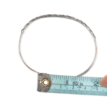 6.75" Navajo Ingot silver cuff bracelet with cast and hand stamped design - Estate Fresh Austin