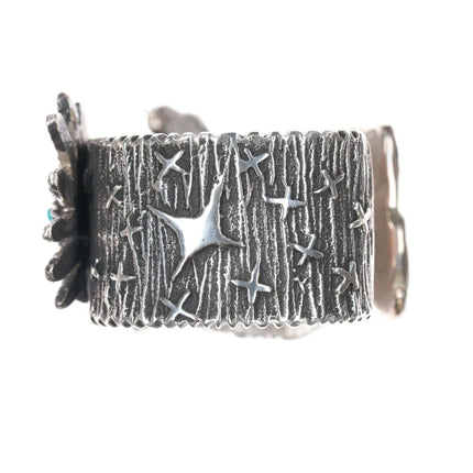 6.75 Philander Begay-Navajo Apache Blue turquoise Tufa cast Yeibichai cuff bracelet - Estate Fresh Austin