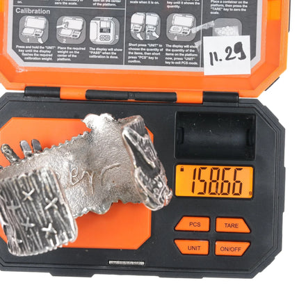 6.75 Philander Begay-Navajo Apache Blue turquoise Tufa cast Yeibichai cuff bracelet - Estate Fresh Austin