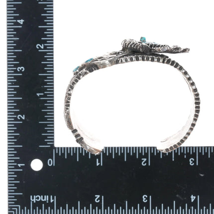 6.75 Philander Begay-Navajo Apache Blue turquoise Tufa cast Yeibichai cuff bracelet - Estate Fresh Austin