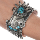 6.75 Philander Begay-Navajo Apache Blue turquoise Tufa cast Yeibichai cuff bracelet - Estate Fresh Austin