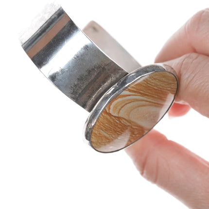 6.75" Retro Southwestern sterling and jasper cuff bracelet - Estate Fresh Austin