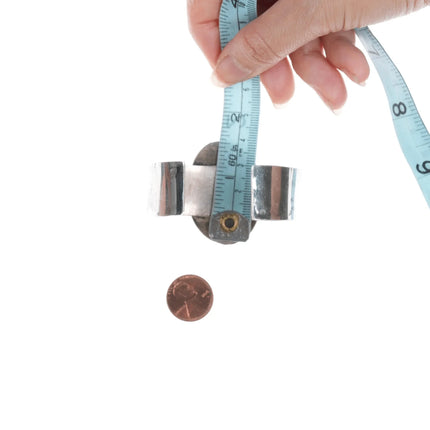 6.75" Retro Southwestern sterling and jasper cuff bracelet - Estate Fresh Austin