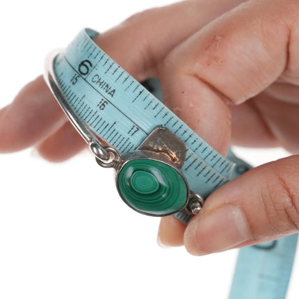 6.75" Retro Sterling and malachite bangle bracelet - Estate Fresh Austin