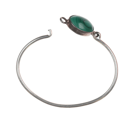 6.75" Retro Sterling and malachite bangle bracelet - Estate Fresh Austin