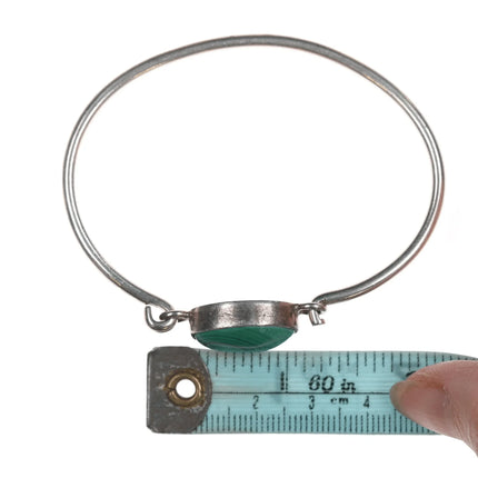 6.75" Retro Sterling and malachite bangle bracelet - Estate Fresh Austin