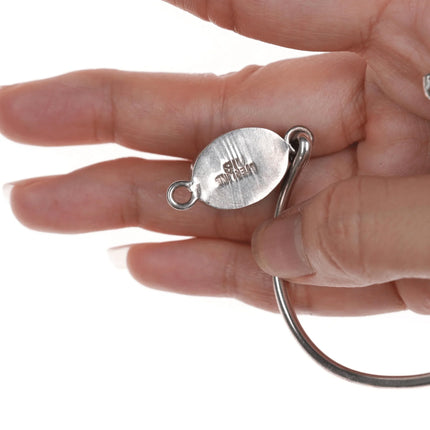 6.75" Retro Sterling and malachite bangle bracelet - Estate Fresh Austin