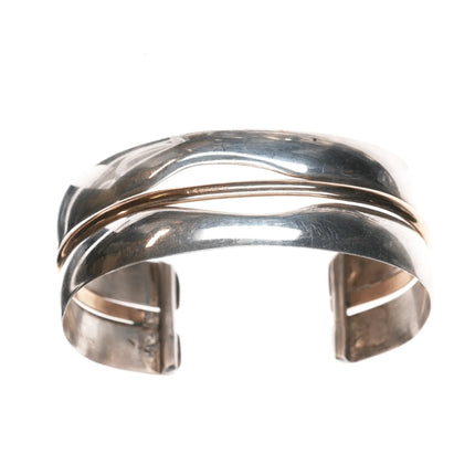 6.75" RH Southwestern Modernist sterling mixed metals cuff bracelet - Estate Fresh Austin