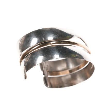 6.75" RH Southwestern Modernist sterling mixed metals cuff bracelet - Estate Fresh Austin
