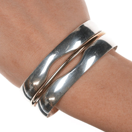 6.75" RH Southwestern Modernist sterling mixed metals cuff bracelet - Estate Fresh Austin