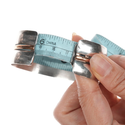 6.75" RH Southwestern Modernist sterling mixed metals cuff bracelet - Estate Fresh Austin