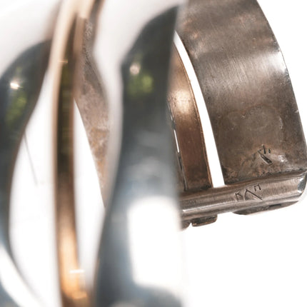 6.75" RH Southwestern Modernist sterling mixed metals cuff bracelet - Estate Fresh Austin