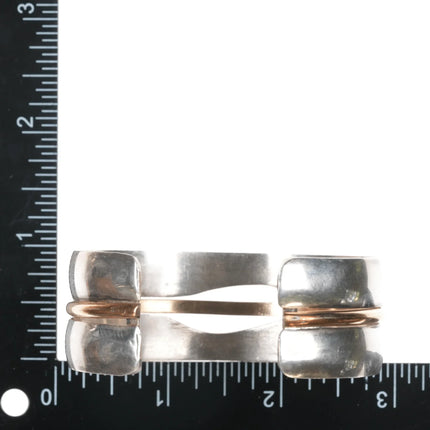 6.75" RH Southwestern Modernist sterling mixed metals cuff bracelet - Estate Fresh Austin
