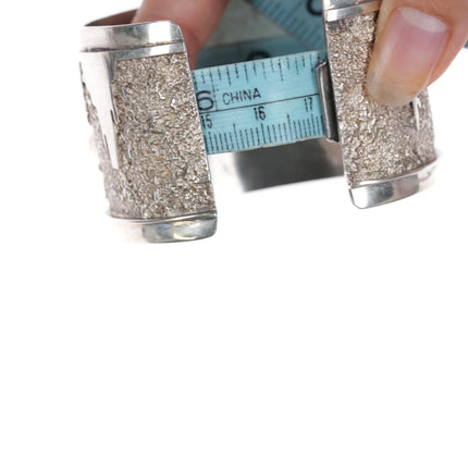 6.75" Richard and Rita Begay Navajo sterling desert scene cuff bracelet - Estate Fresh Austin