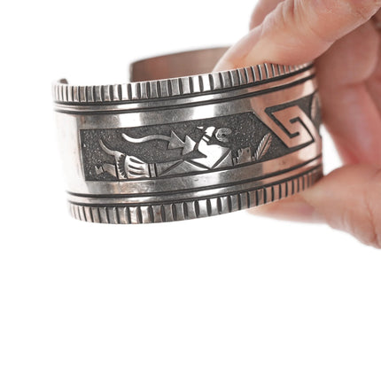 6.75" Richard and Rita Begay Navajo sterling Kachina overlay cuff bracelet - Estate Fresh Austin