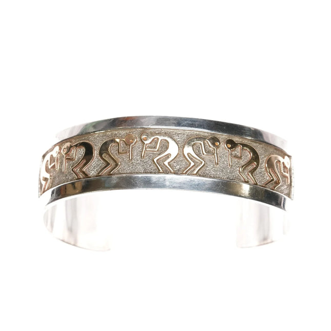 6.75" Robert Taylor Navajo Sterling/14k gold kokopelli cuff bracelet - Estate Fresh Austin