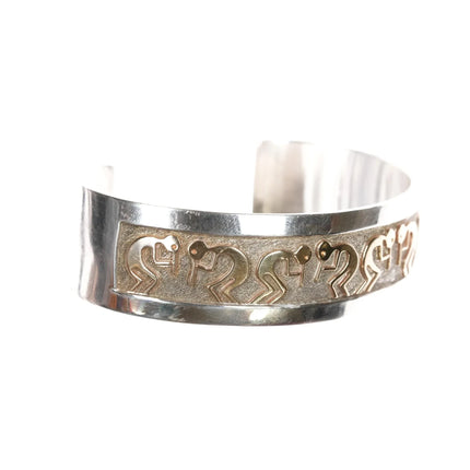 6.75" Robert Taylor Navajo Sterling/14k gold kokopelli cuff bracelet - Estate Fresh Austin