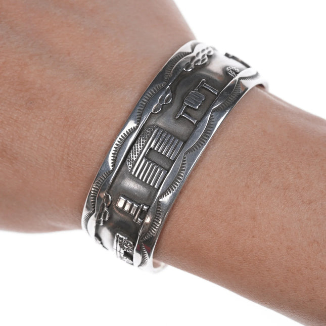 6.75" Roland Begay Sterling Storyteller Overlay cuff bracelet - Estate Fresh Austin
