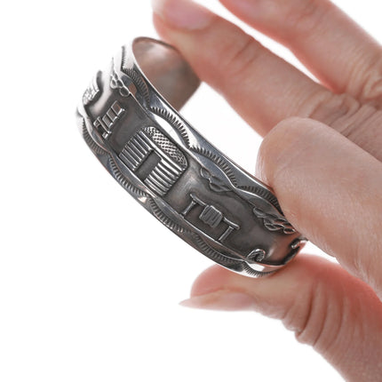 6.75" Roland Begay Sterling Storyteller Overlay cuff bracelet - Estate Fresh Austin