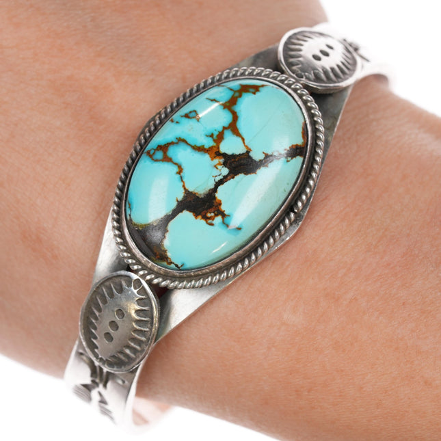 6.75" Ronald Tom Navajo sterling and turquoise cuff bracelet - Estate Fresh Austin