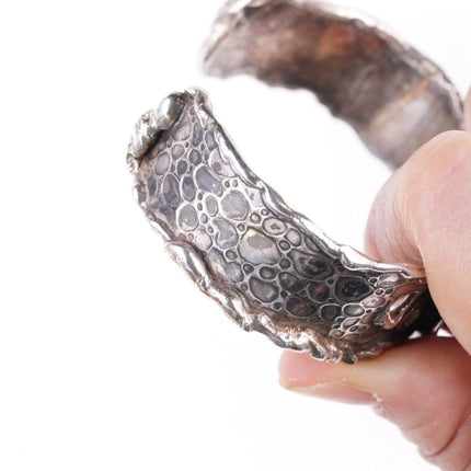 6.75" Southwestern Artisan sterling Ammonite fossil bracelet - Estate Fresh Austin