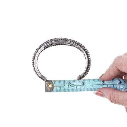 6.75" Tahe Navajo stamped silver twisted wire bracelet - Estate Fresh Austin