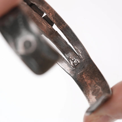 6.75" UITA-21 30's-40's Navajo Silver cuff bracelet with turquoise - Estate Fresh Austin