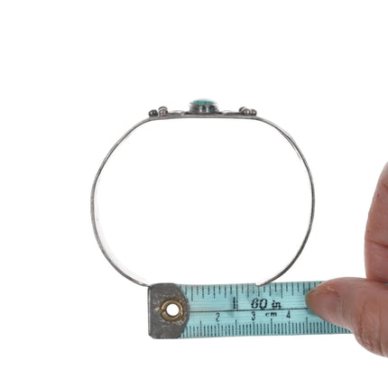 6.75" UITA-21 30's-40's Navajo Silver cuff bracelet with turquoise - Estate Fresh Austin