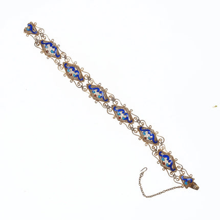 6.75" Vintage Chinese gilt Silver enamel bracelet - Estate Fresh Austin