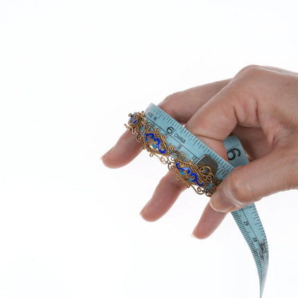 6.75" Vintage Chinese gilt Silver enamel bracelet - Estate Fresh Austin