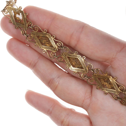 6.75" Vintage Chinese gilt Silver enamel bracelet - Estate Fresh Austin